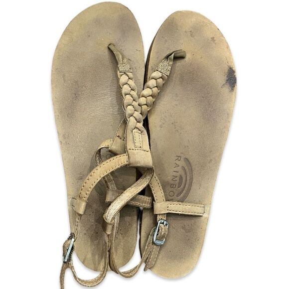 EUC Rainbow Braided Leather T-Strap Sandals / Size 8 - Picture 3 of 6